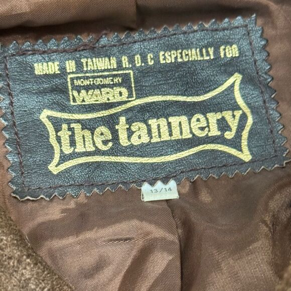 Vintage Brown Suede Leather Fringe Jacket Medium fit Montgomery Ward The Tannery - Picture 4 of 12